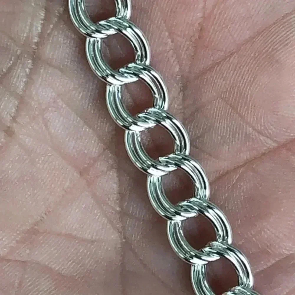 Ladies Made in Italy Solid 925 Sterling Silver Double Curb Chain Bracelet NWT
